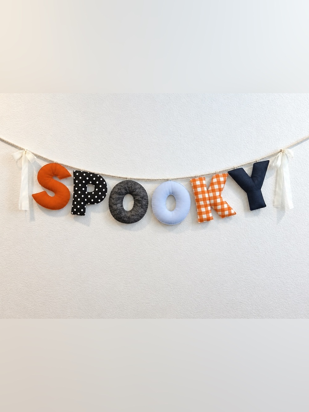 Spooky Fabric Letter Garland - Orange, Black, Gray, White, Navy